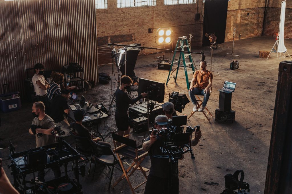 crew filming in a studio